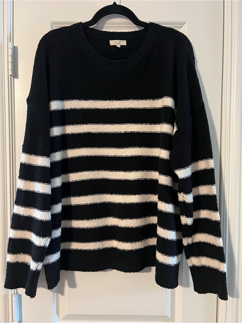 Cozy Black & White Striped Sweater